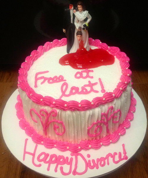 Free At Last pink and white divorce cake | riotdaily.com