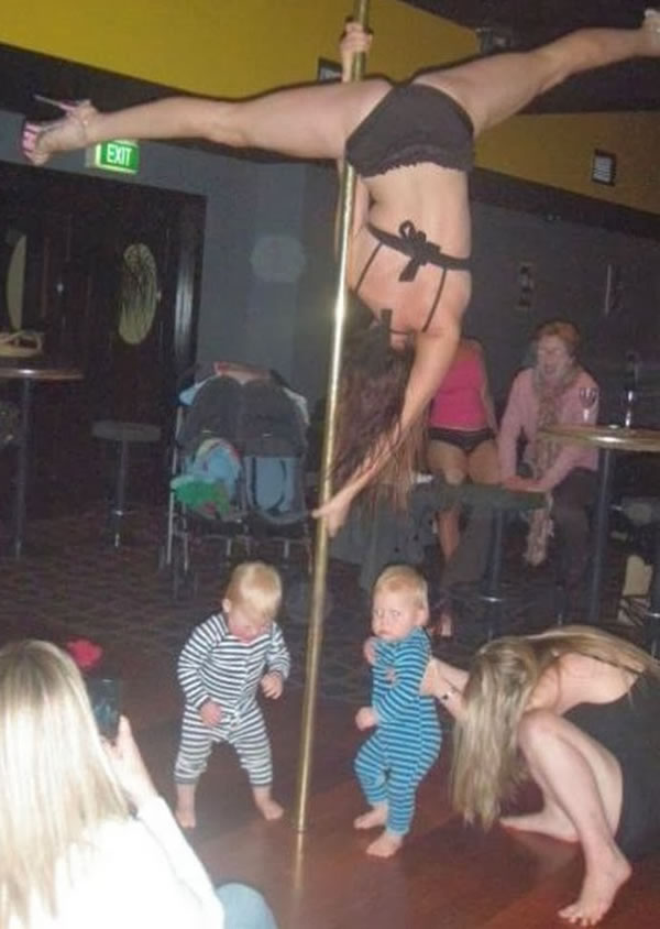 WTF-Mom-Fails17- babies stripper pole dancing mothers day bad parenting
