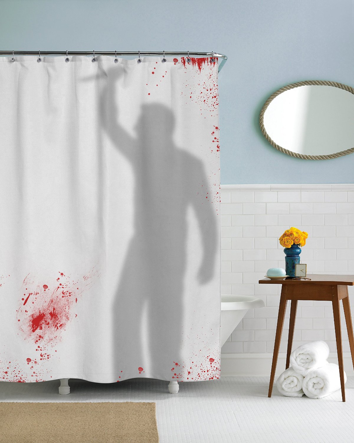 21 Horror Inspired Shower Curtains To, Scary Shower Curtain Scene