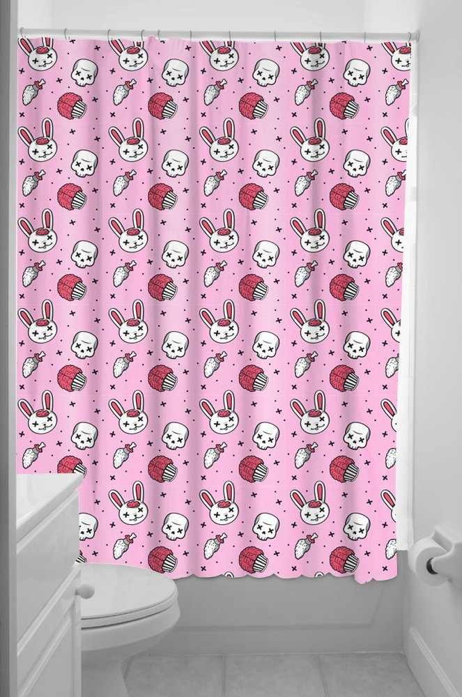 Zombie bunny cupcake skulls shower curtain
