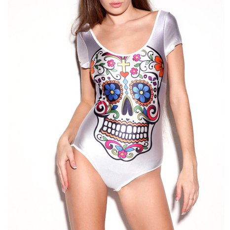 day of the dead sugar skull bathing suit swimsuit