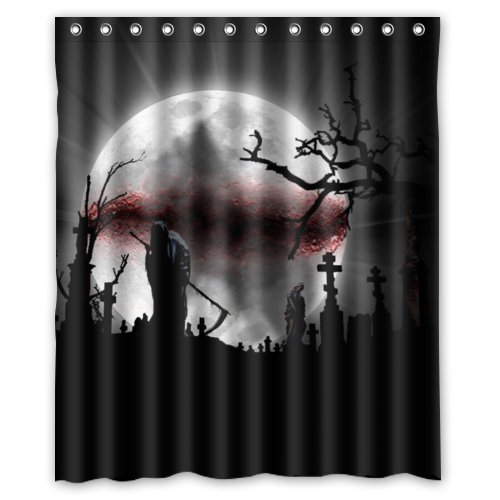 grim reaper graveyard shower curtain