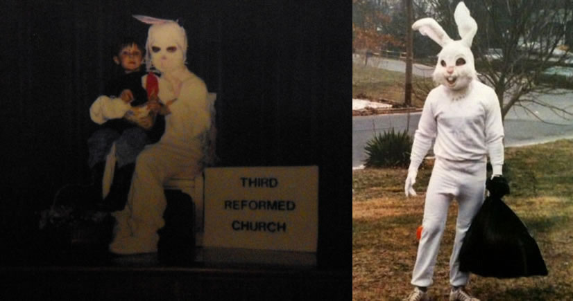 a person dressed as an easter bunny