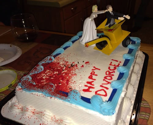 Bride puts husband in wood chipper divorce sheet cake | riotdaily.com